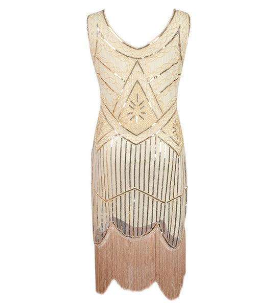 1920s Gatsby Sequin Fringed Paisley Flapper Dress