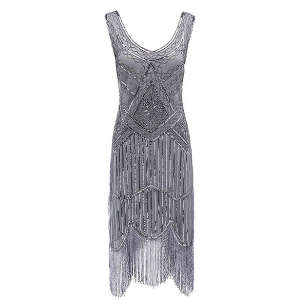 1920s Gatsby Sequin Fringed Paisley Flapper Dress