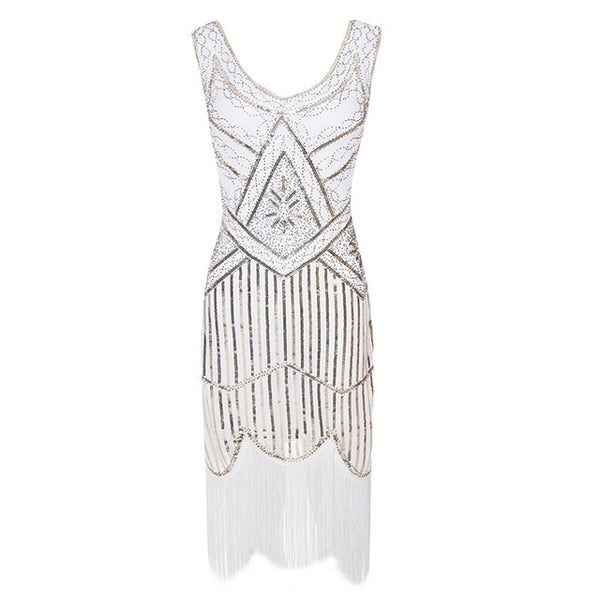 1920s Gatsby Sequin Fringed Paisley Flapper Dress