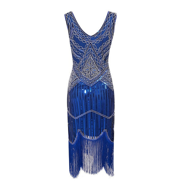1920s Gatsby Sequin Fringed Paisley Flapper Dress