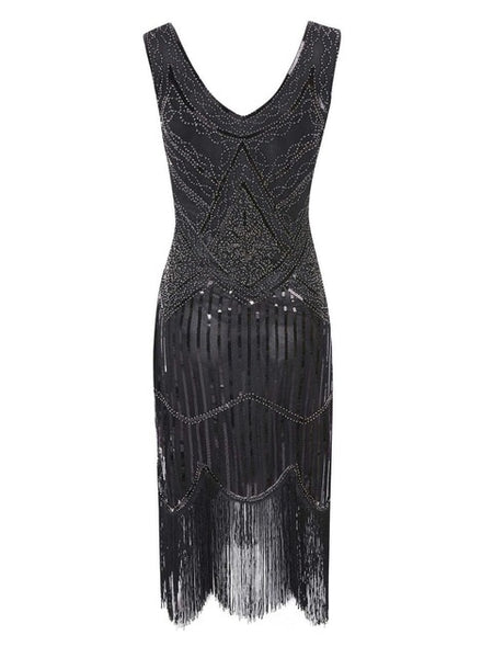 1920s Gatsby Sequin Fringed Paisley Flapper Dress