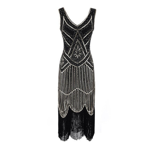 1920s Gatsby Sequin Fringed Paisley Flapper Dress