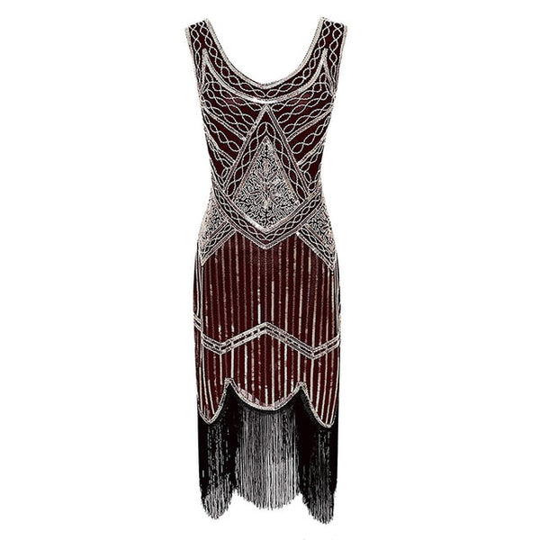 1920s Gatsby Sequin Fringed Paisley Flapper Dress