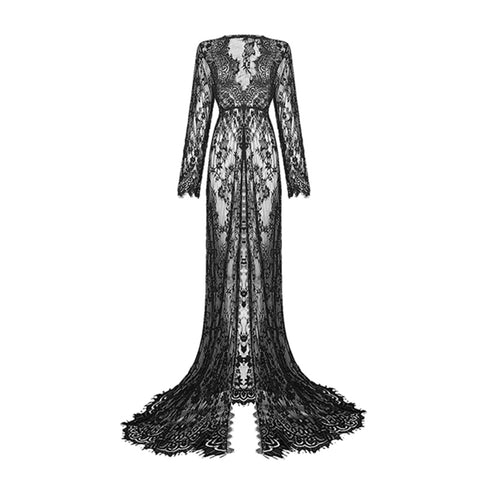 Gothic Long Womens Maternity Lace Dress
