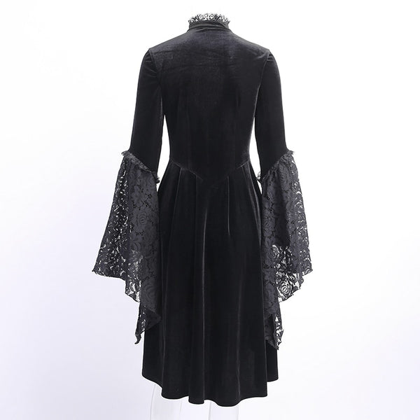 Vintage Black Women Velvet Dress
