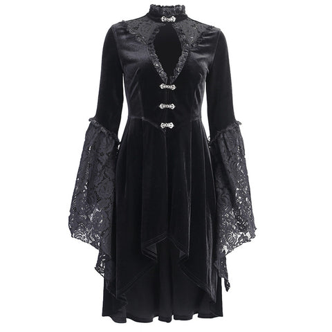 Vintage Black Women Velvet Dress