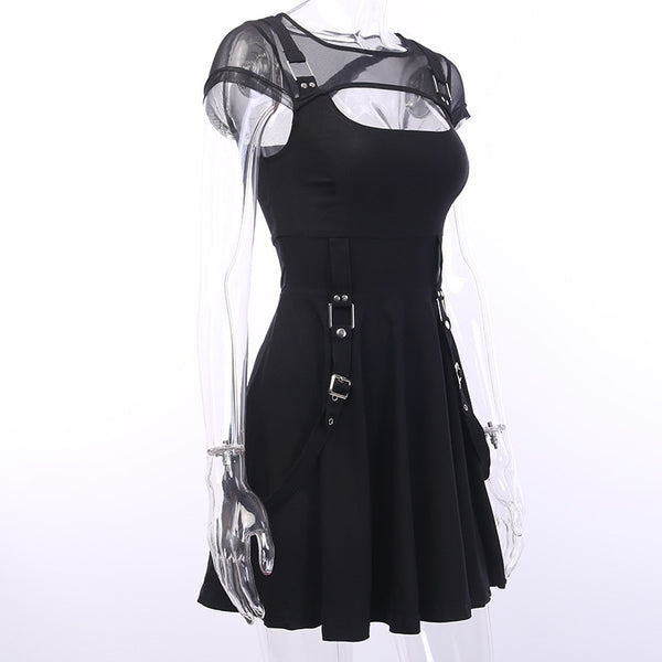 Women Punk Dress Black Goth Dress