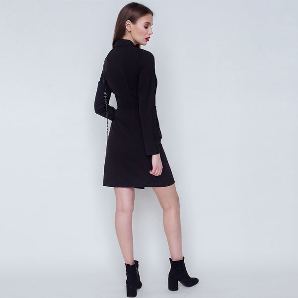 Women Casual Leather Patchwork Front Button A-Line Dress