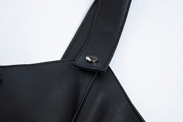 Balck Genuine Leather Women Dress