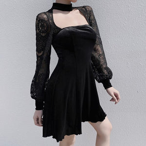 Sexy Hollow Out Black Mini Dress