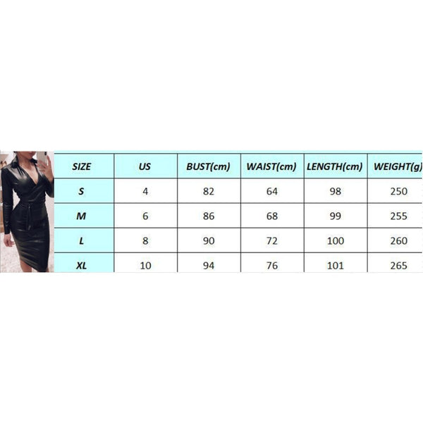 Women Black PU Leather Gothic Midi Dress