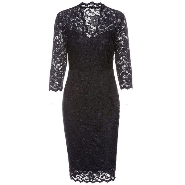 Women Elegant Black Lace Dress