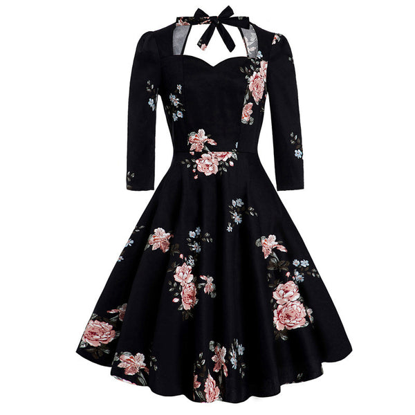 Elegant Floral Retro Midi Summer Dresses