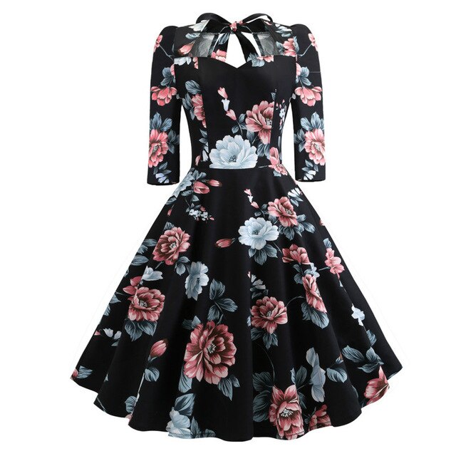 Elegant Floral Retro Midi Summer Dresses