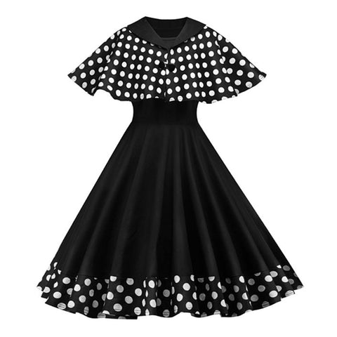Vintage Hepburn Dresses Women 2 Pieces Polka Dot