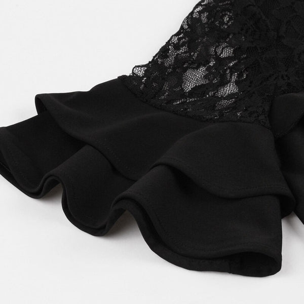 Women Robe Sexy Lace Black Dress