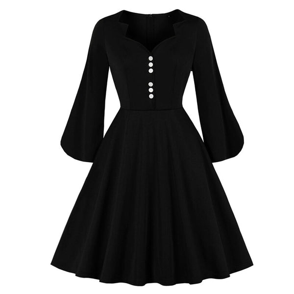 Black Autumn Fall Dress Women